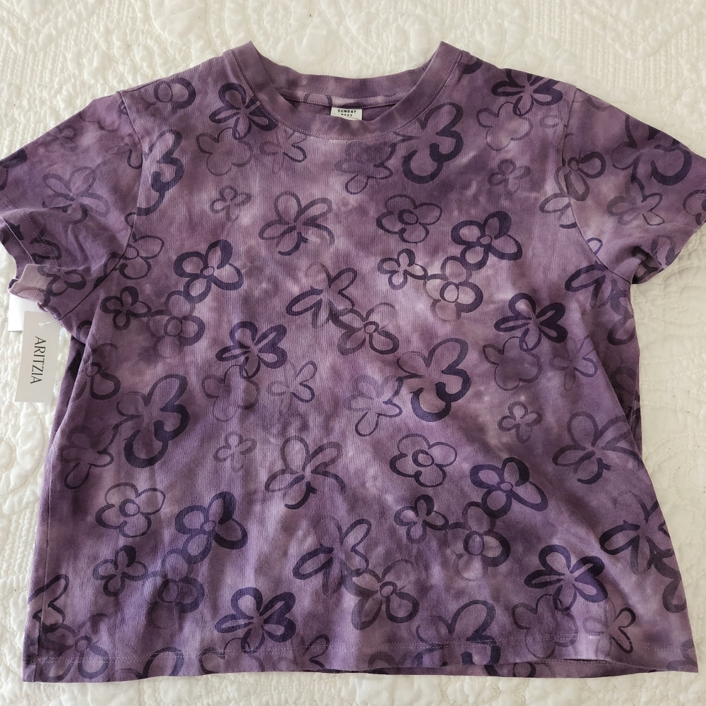 NWT Aritzia Purple 100% cotton floral top